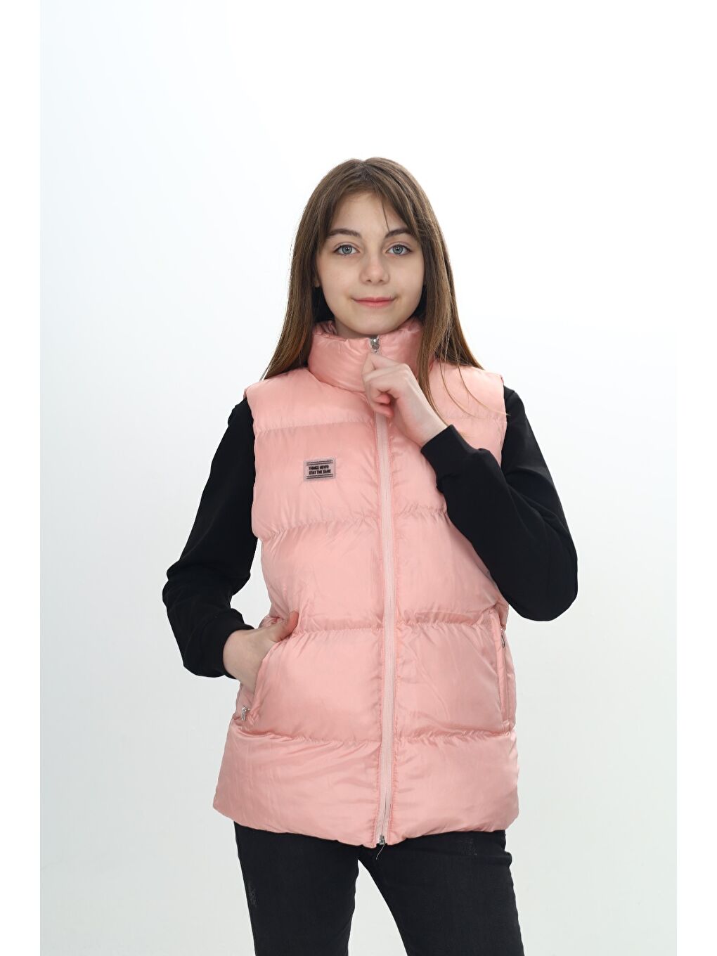 Pembe Kız Çocuk Göğsü Armalı Şişme Yelek-1