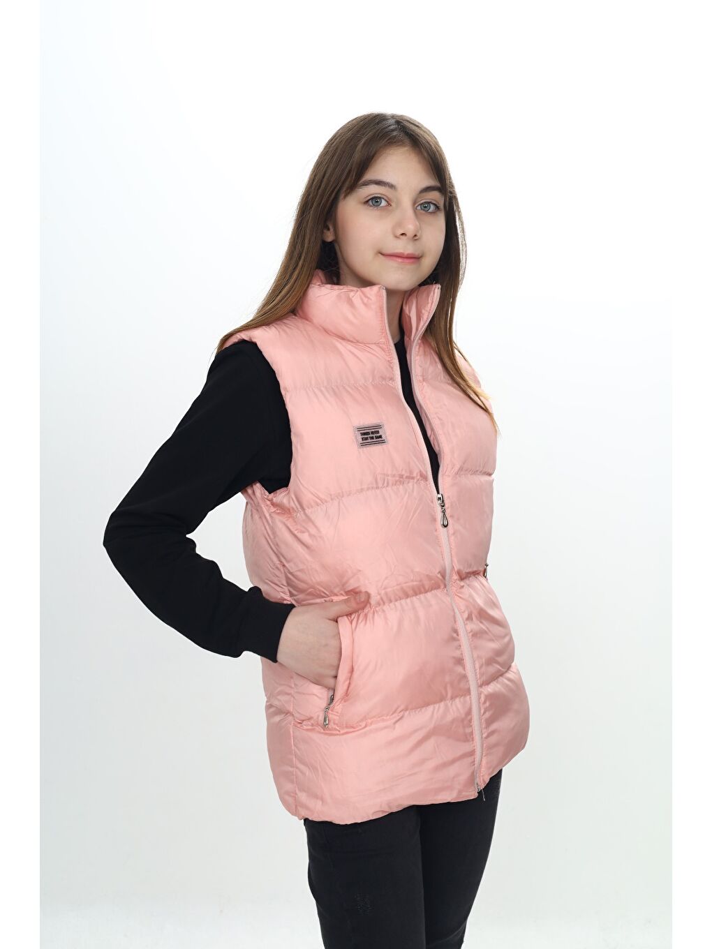 Pembe Kız Çocuk Göğsü Armalı Şişme Yelek-8