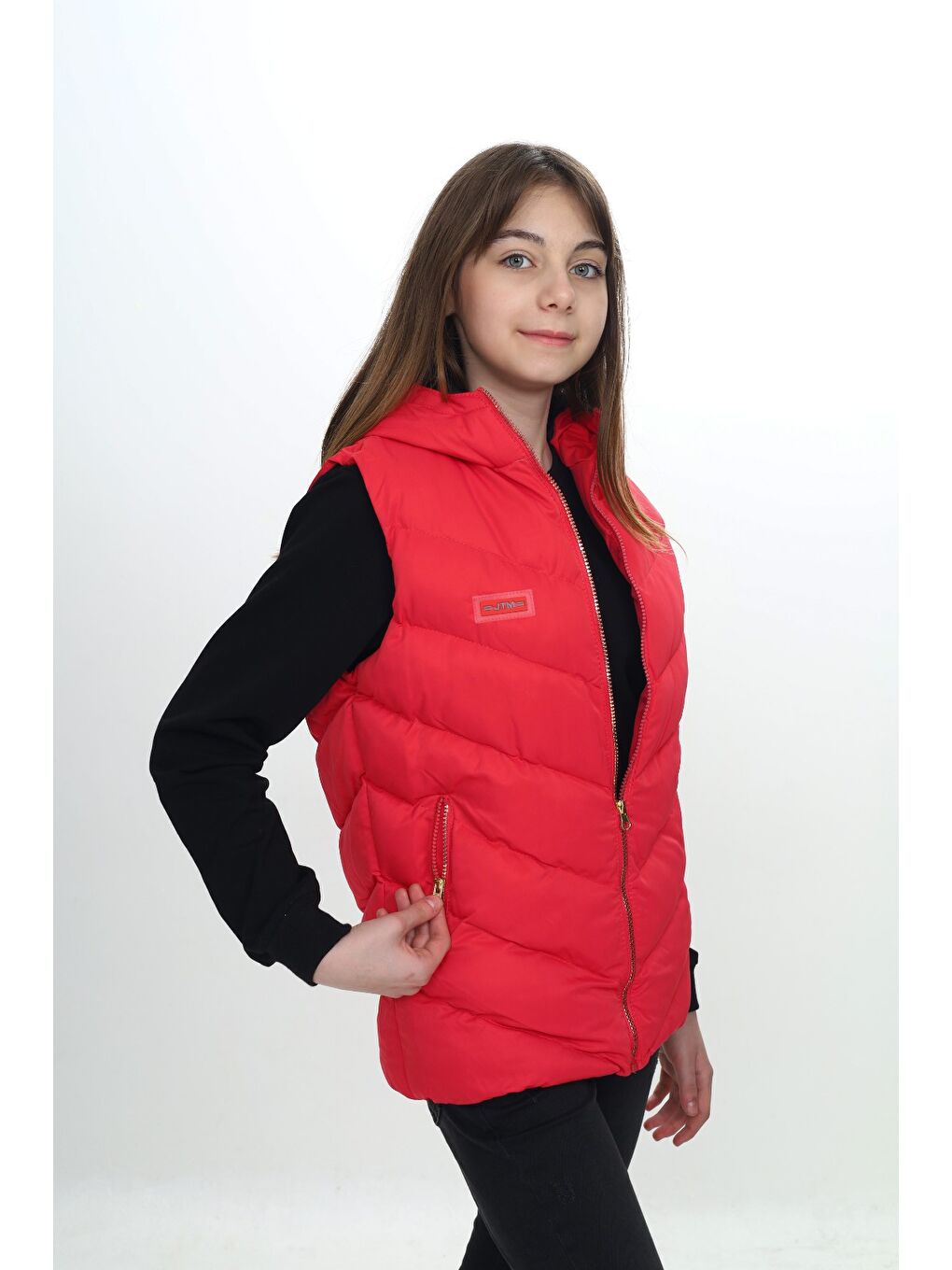 Kırmızı Kız Çocuk Göğsü Armalı Şişme Yelek-4