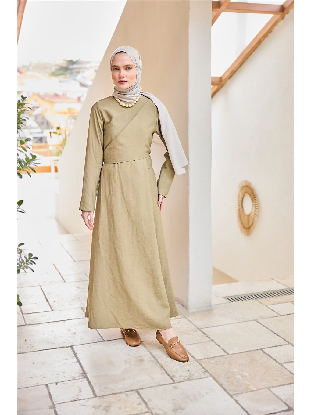 Kadın Önü Alerli Cupra Elbise Küf Yeşil