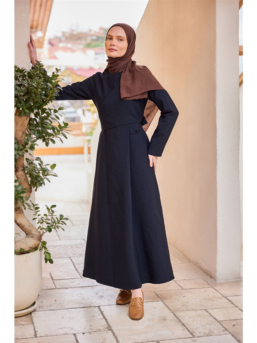 Kadın Önü Alerli Cupra Elbise Lacivert