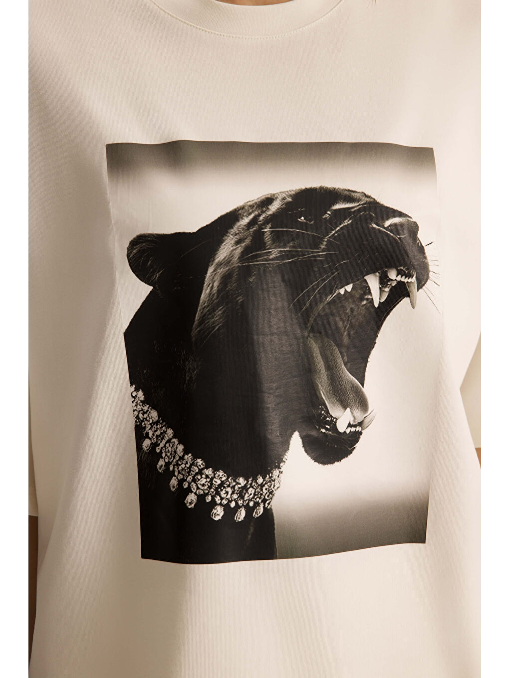 Panthera Oversize Beyaz T-Shirt-7