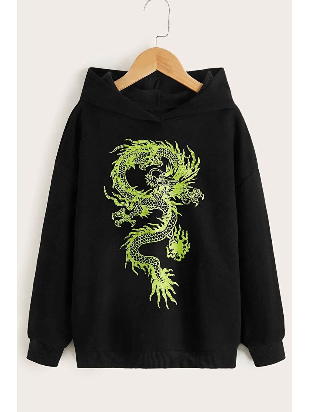 uyguntarz Siyah Unisex Chinese Dragon Graphic Baskılı Sweatshirt