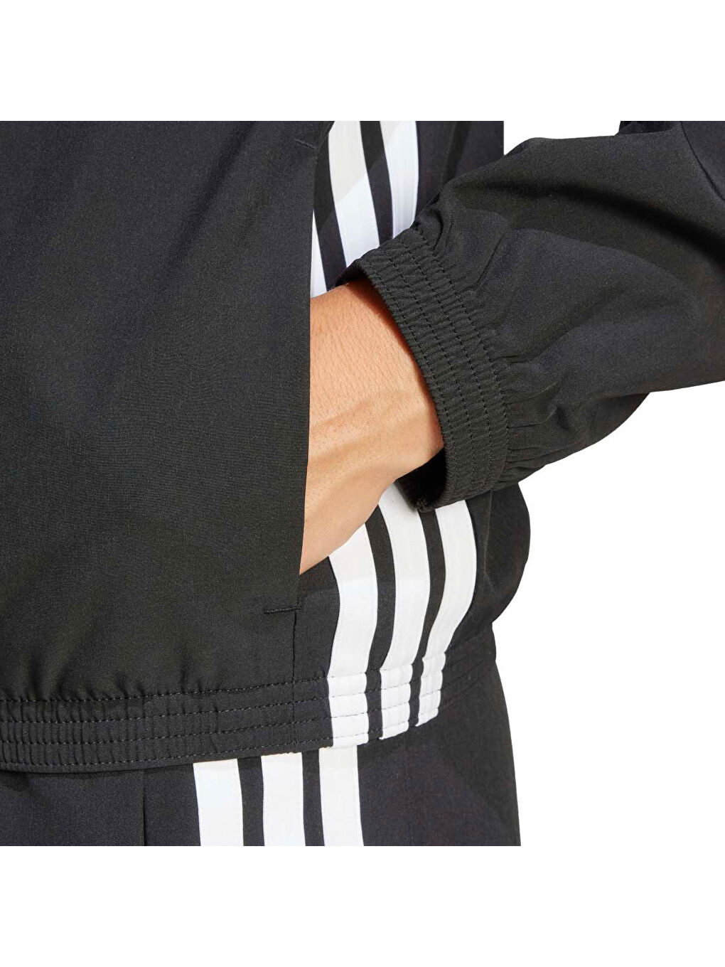 Train Essentials 3 Stripes Woven Warm-Up Kadın Siyah Dik Yaka Ceket-2