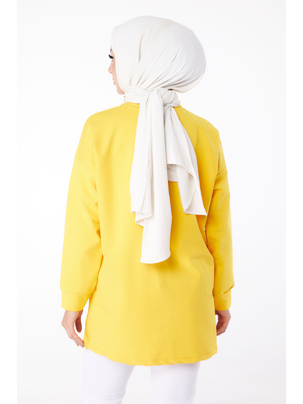 Bisiklet Yaka Kadın Sarı Baskılı Sweat - 26239-4