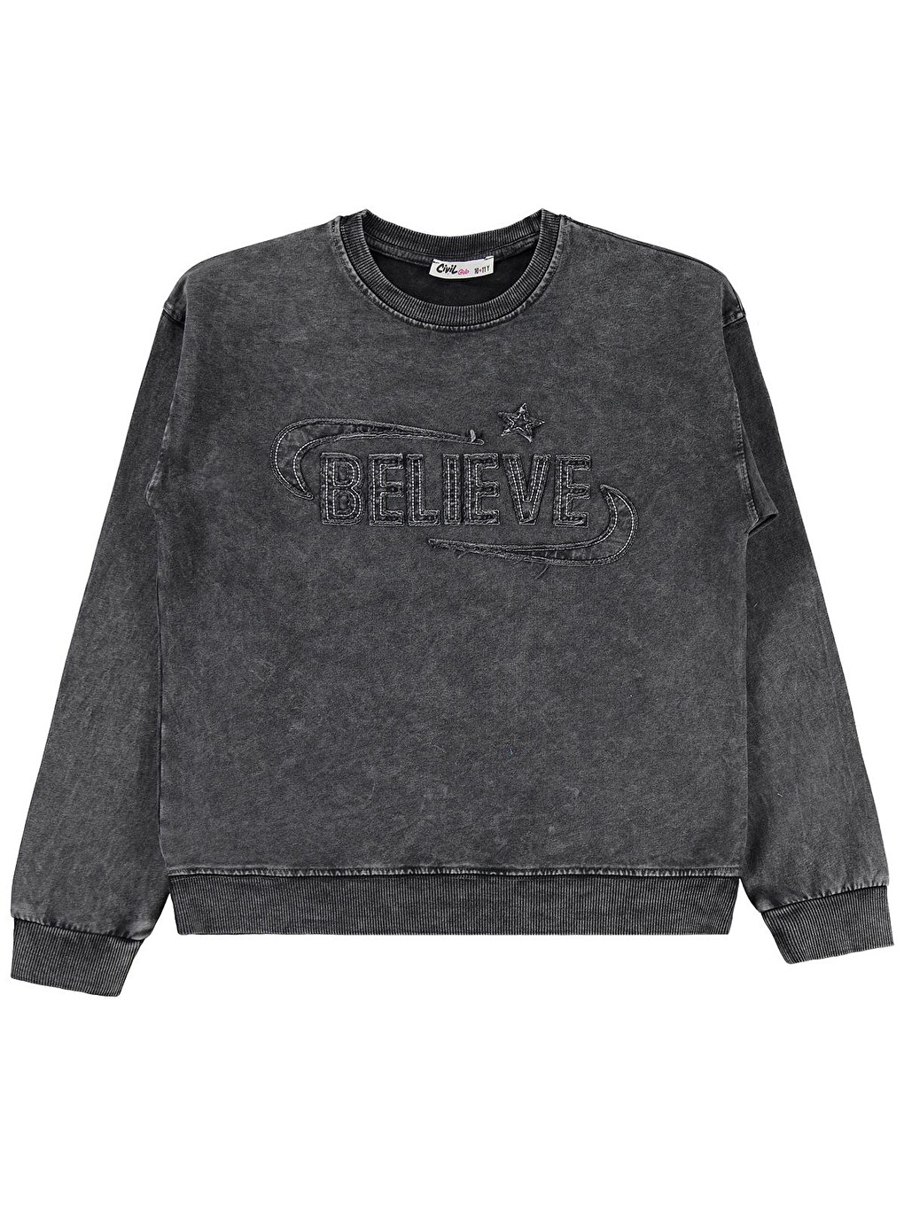Antrasit Girls Believe Nakışlı 10-13 Yaş Sweatshirt - Gri