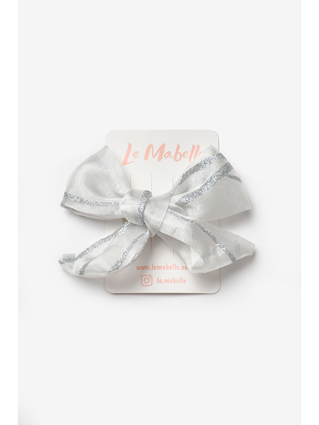 Ekru Simli Çizgili Organze Kız Çocuk Klips Toka