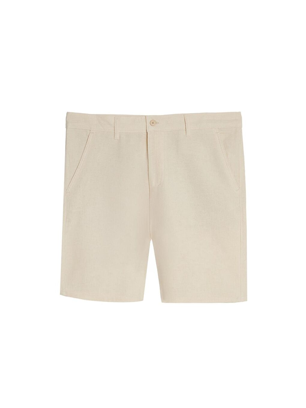 Erkek Regular Rahat Kesim Yandan Cepli Fermuarlı Bermuda Bej Şort-3