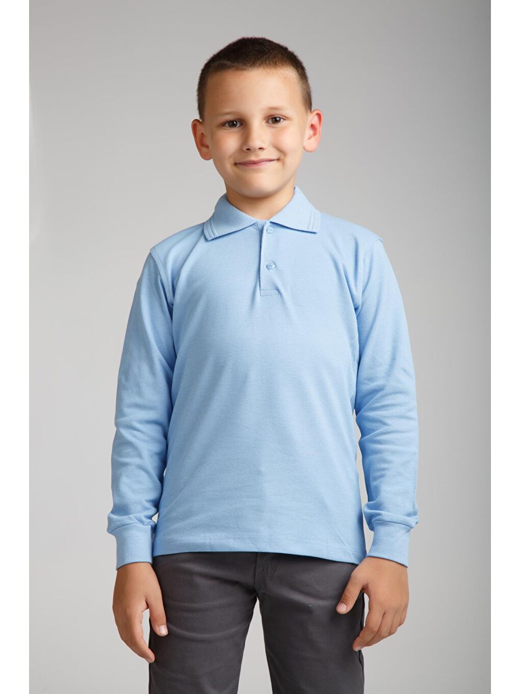 ajn Mavi Kids Polo Yaka Basic Uzun Kollu Erkek Çocuk Tişört - 2