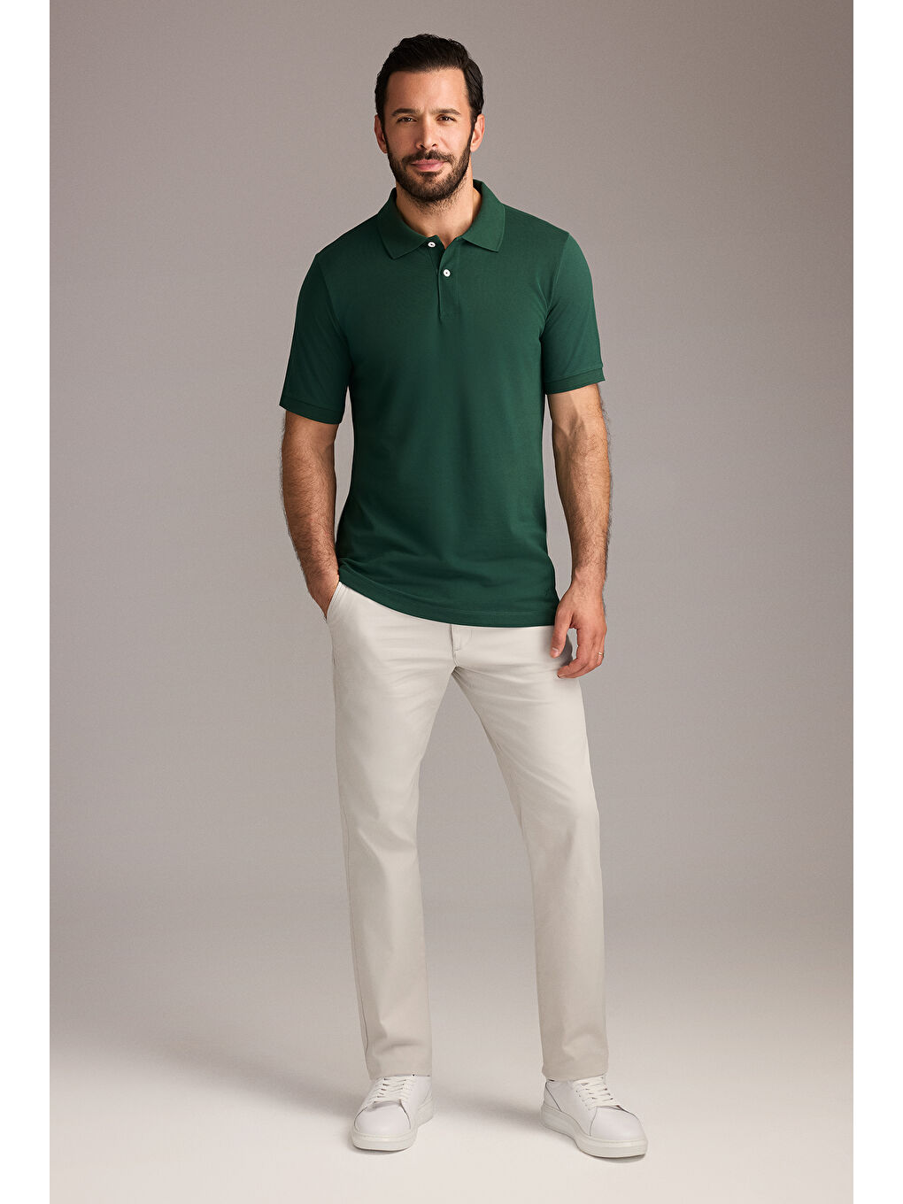 Kahverengi Slim Fit Dar Kesim Elastanlı Kanvas / Chino Pantolon