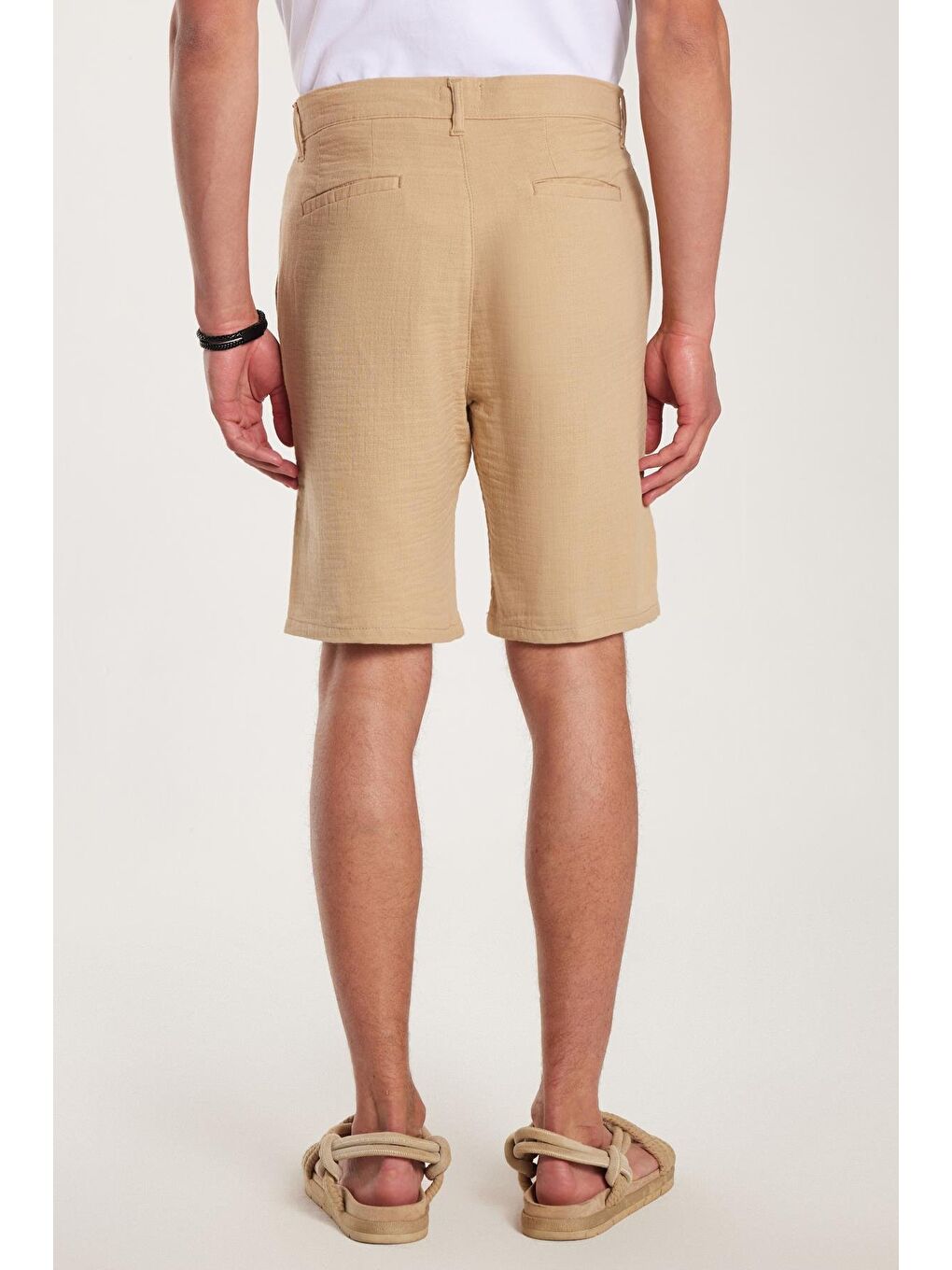 Kahverengi Erkek Regular Rahat Kesim Yandan Cepli Fermuarlı Bermuda Şort-5