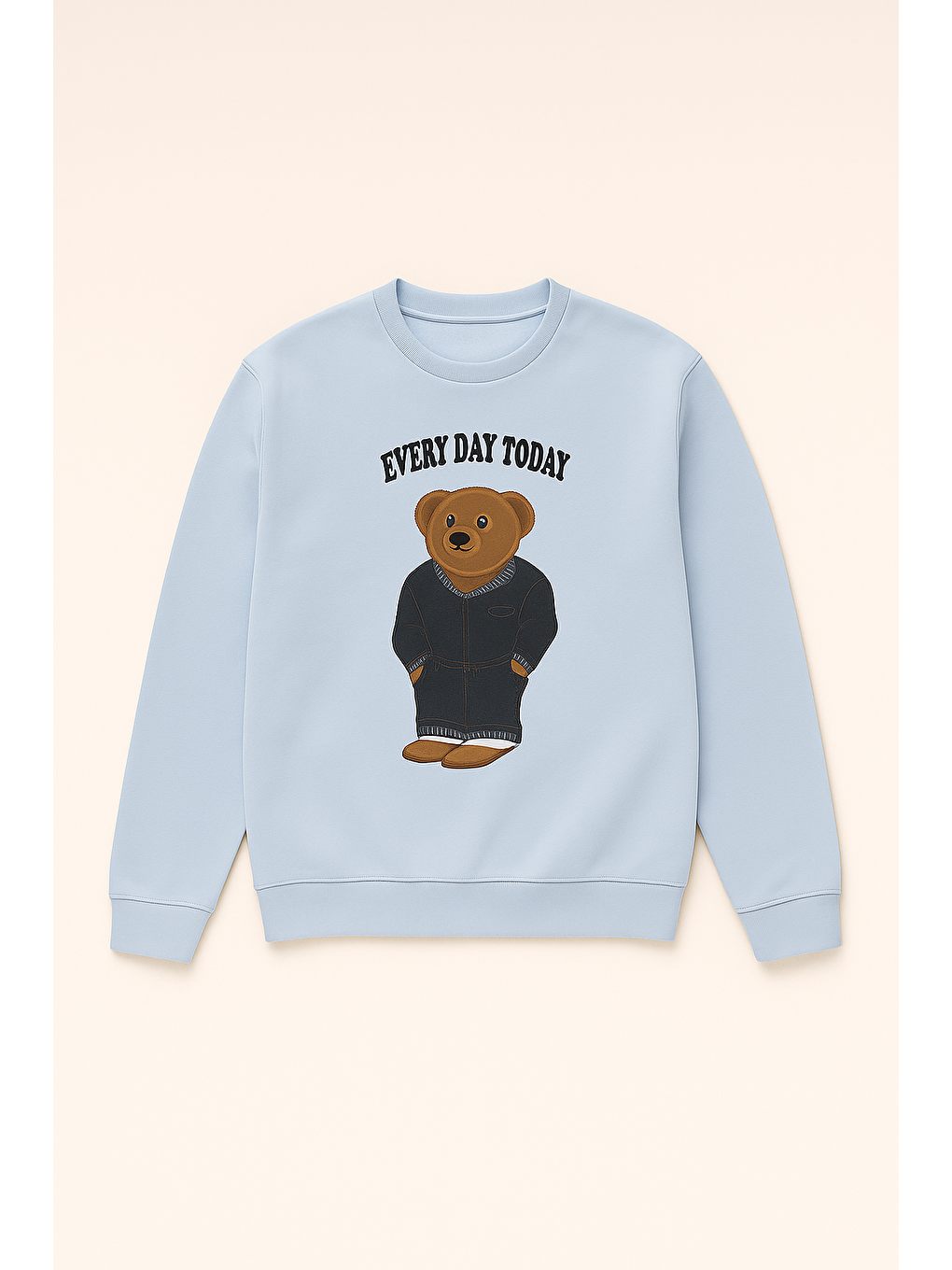 Erkek Çocuk Teddy Desenli Sweatshirt Pijama Üstü Mavi