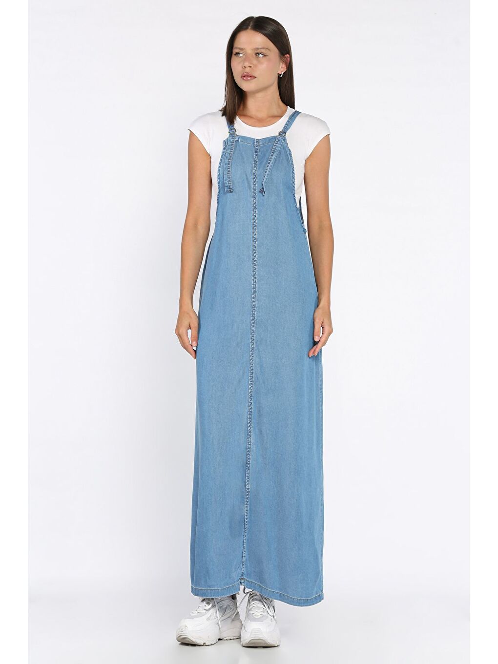 Mavi Kadın Ayarlanabilir Askılı Jean Jean Jile Elbise-1