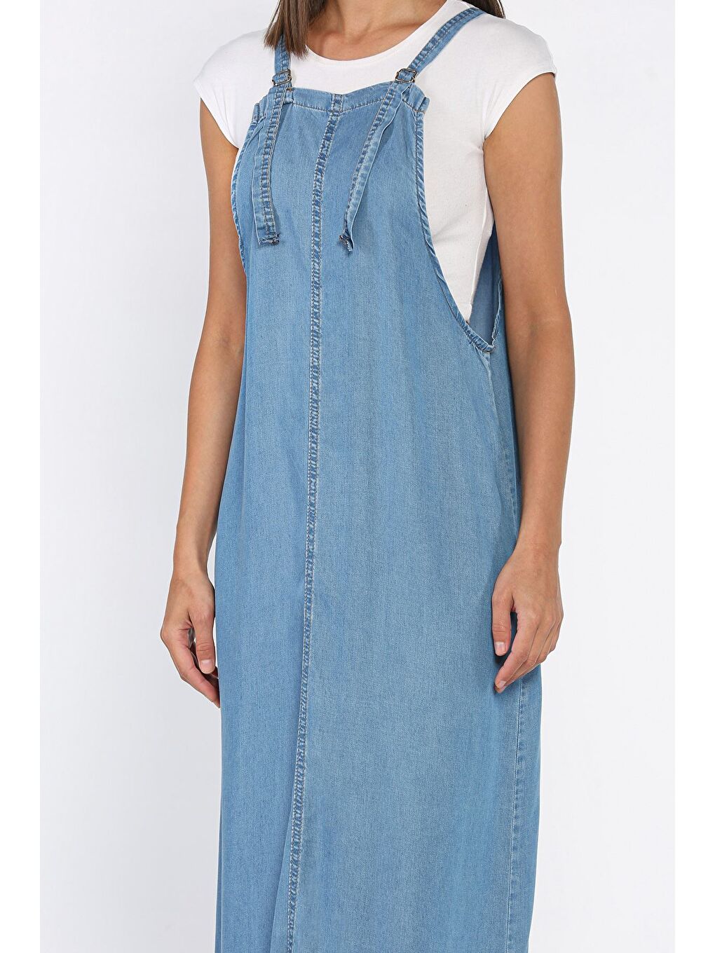 Mavi Kadın Ayarlanabilir Askılı Jean Jean Jile Elbise-3