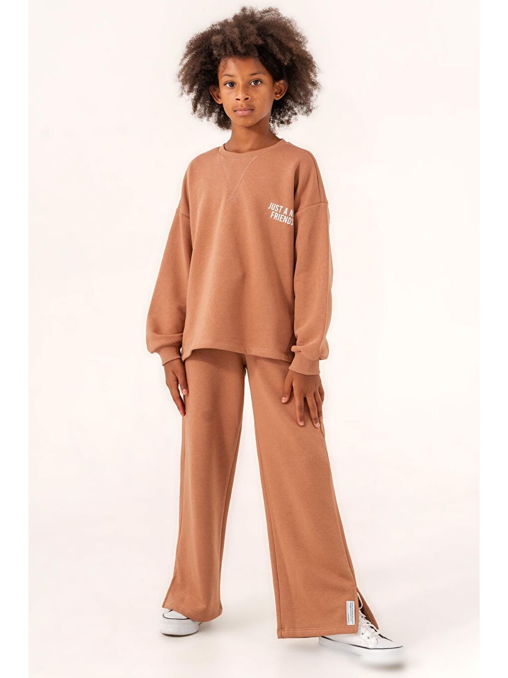 Kahverengi Kız Çocuk Just A Nice Friends Baskılı 8-12 Yaş Takım - 3500-1