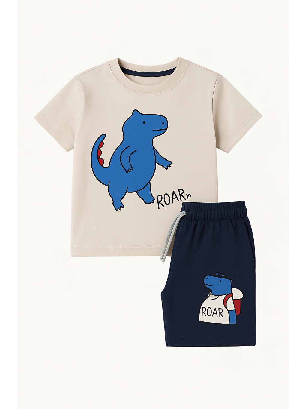 Karışık Erkek Çocuk Dinozor Desenli Şortlu Pijama Takımı-1