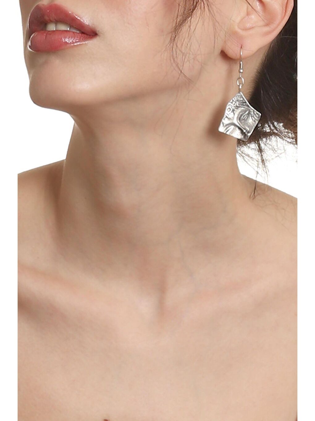 Gri Kadın Antik Gümüş Kaplama Sallantılı Model Uyuyan Güzel Küpe-1