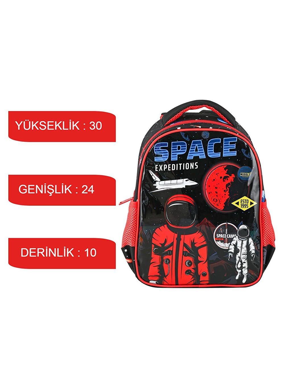 Muggle Tek Bölmeli Space Expeditions Anaokulu Sırt Çantası+Beslenme Çantası - 3