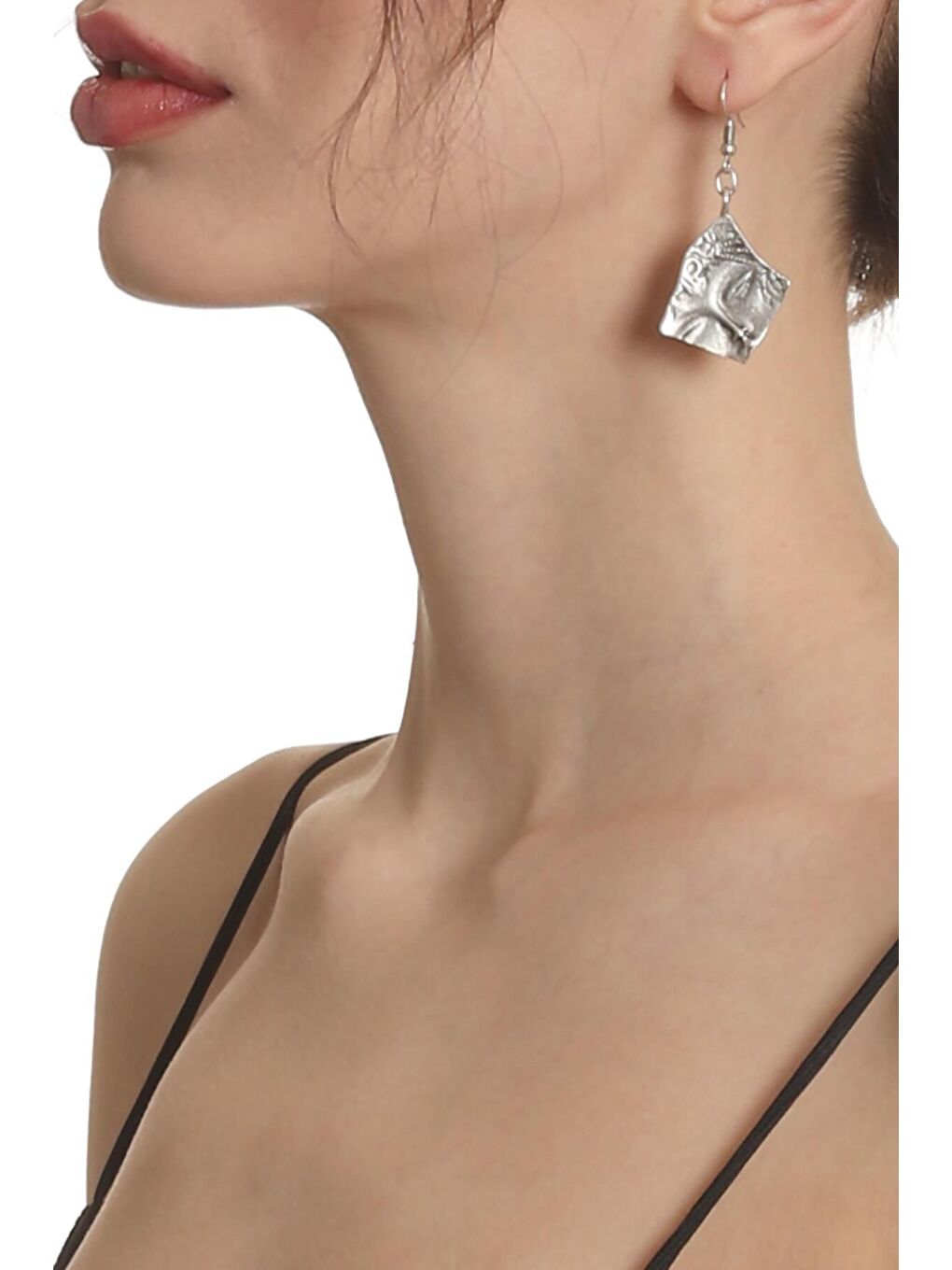 Gri Kadın Antik Gümüş Kaplama Sallantılı Model Uyuyan Güzel Küpe-2