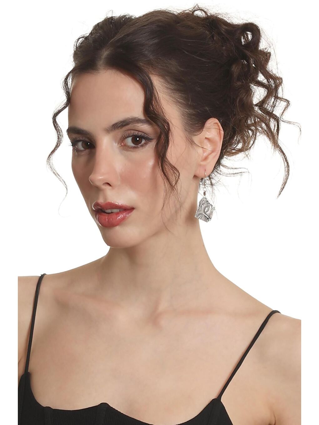 Gri Kadın Antik Gümüş Kaplama Sallantılı Model Uyuyan Güzel Küpe-3