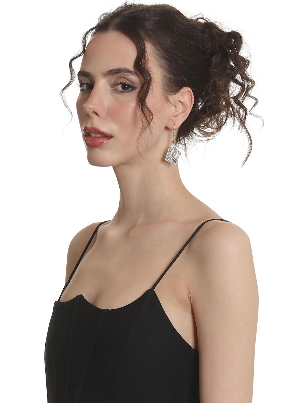 Gri Kadın Antik Gümüş Kaplama Sallantılı Model Uyuyan Güzel Küpe-4