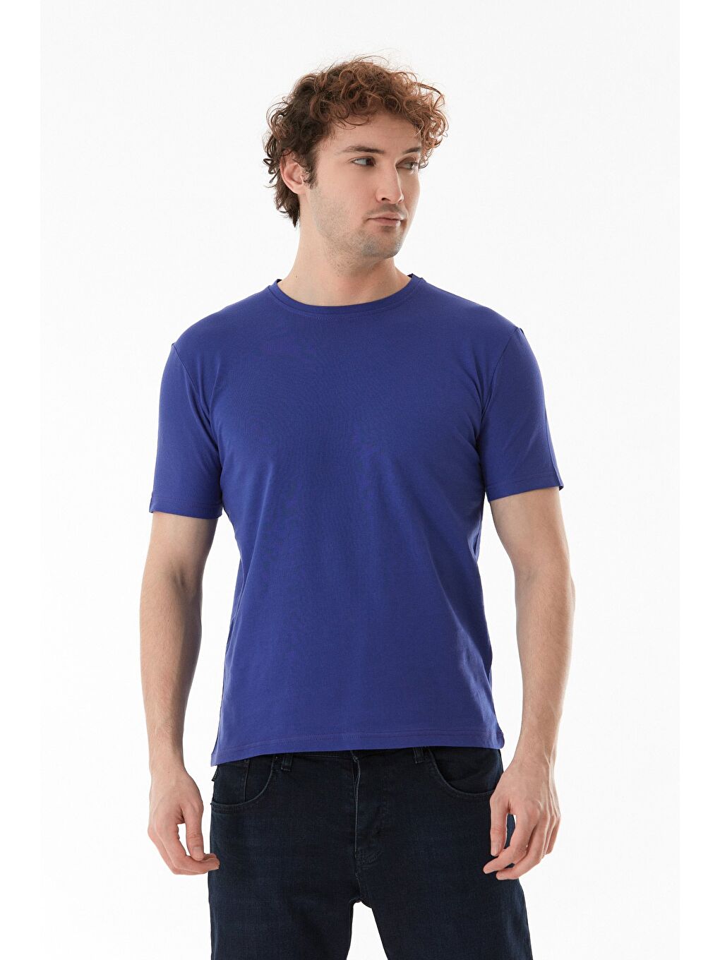 Mavi Basic Bisiklet Yaka Tişört-1