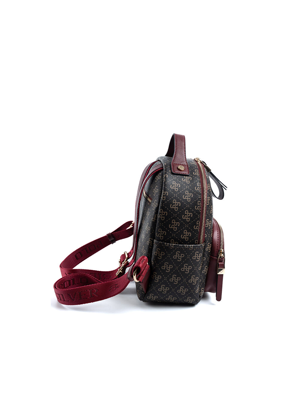 Kahverengi Kadın 1130-48257 SILVER POLO SIRT ÇANTASI M178 KAHVE SARI-MAT BORDO-2