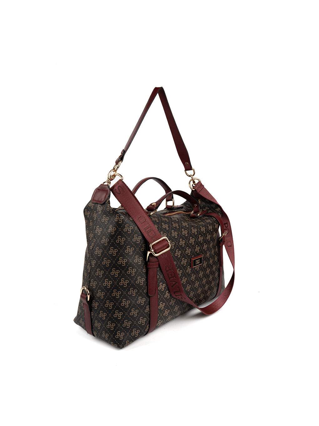 Kahverengi Kadın Omuz Çantası 1064-48290 SILVER POLO BAYAN ÇANTASI M178 KAHVE SARI-MAT BORDO-1