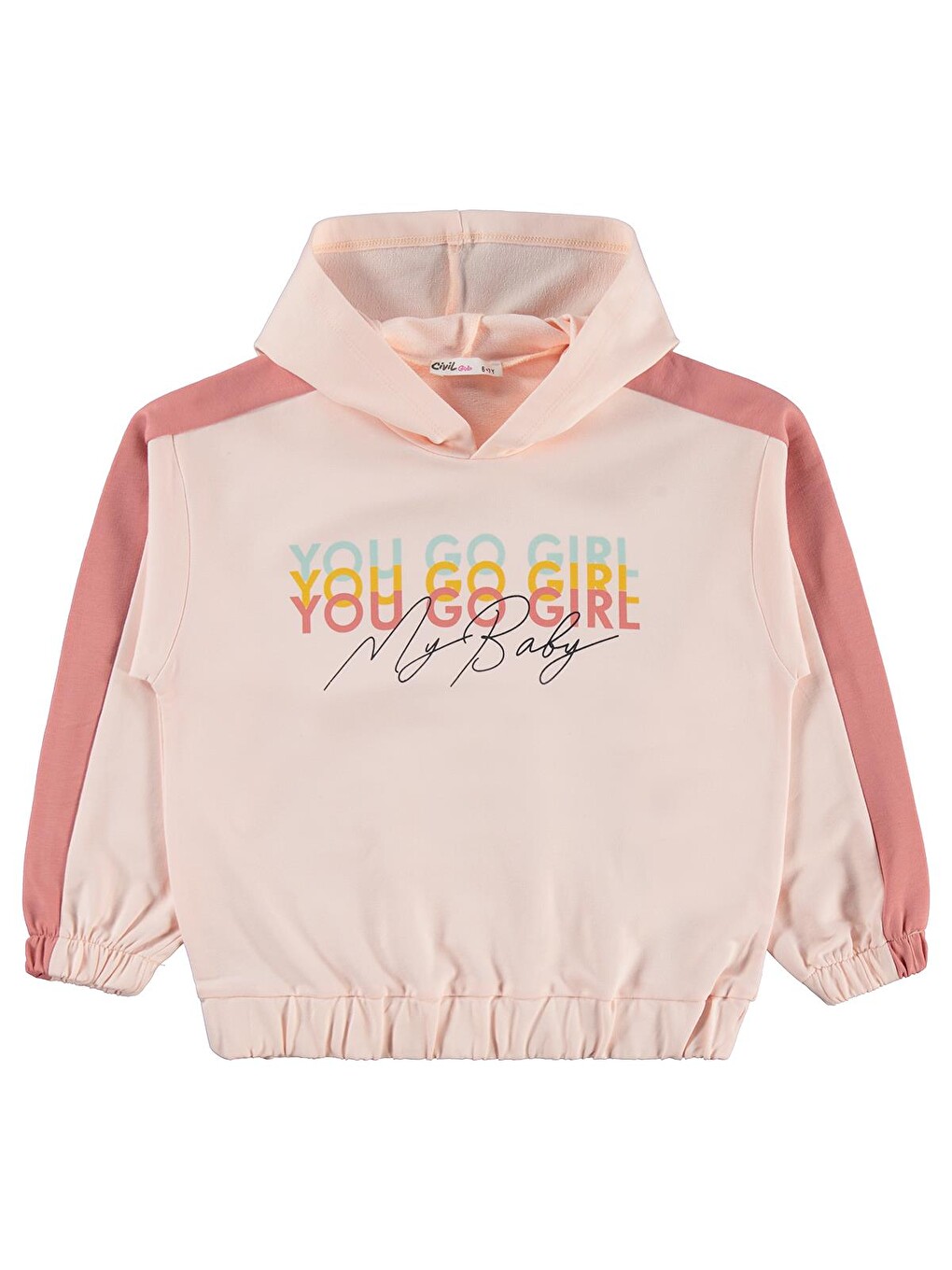 Girls Kapüşonlu 6-9 Yaş Eşofman Takımı - Pembe-1
