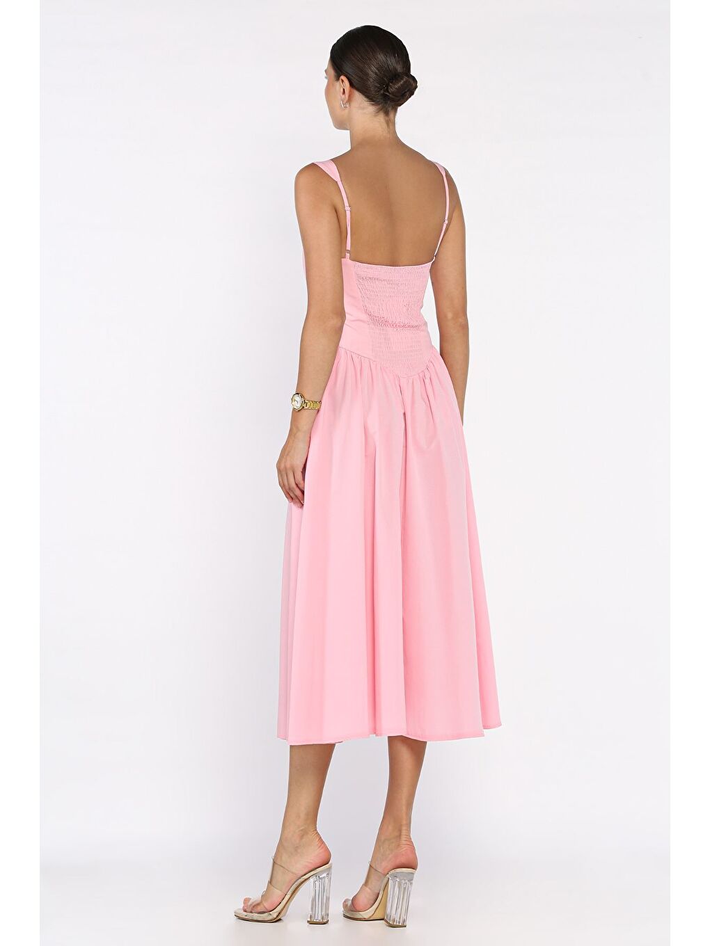 Pembe Kadın Askılı Elbise-2