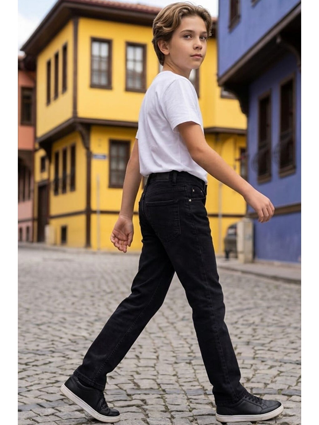 Siyah Erkek Çocuk Elastanlı Jean Pantolon Pnt6012-1