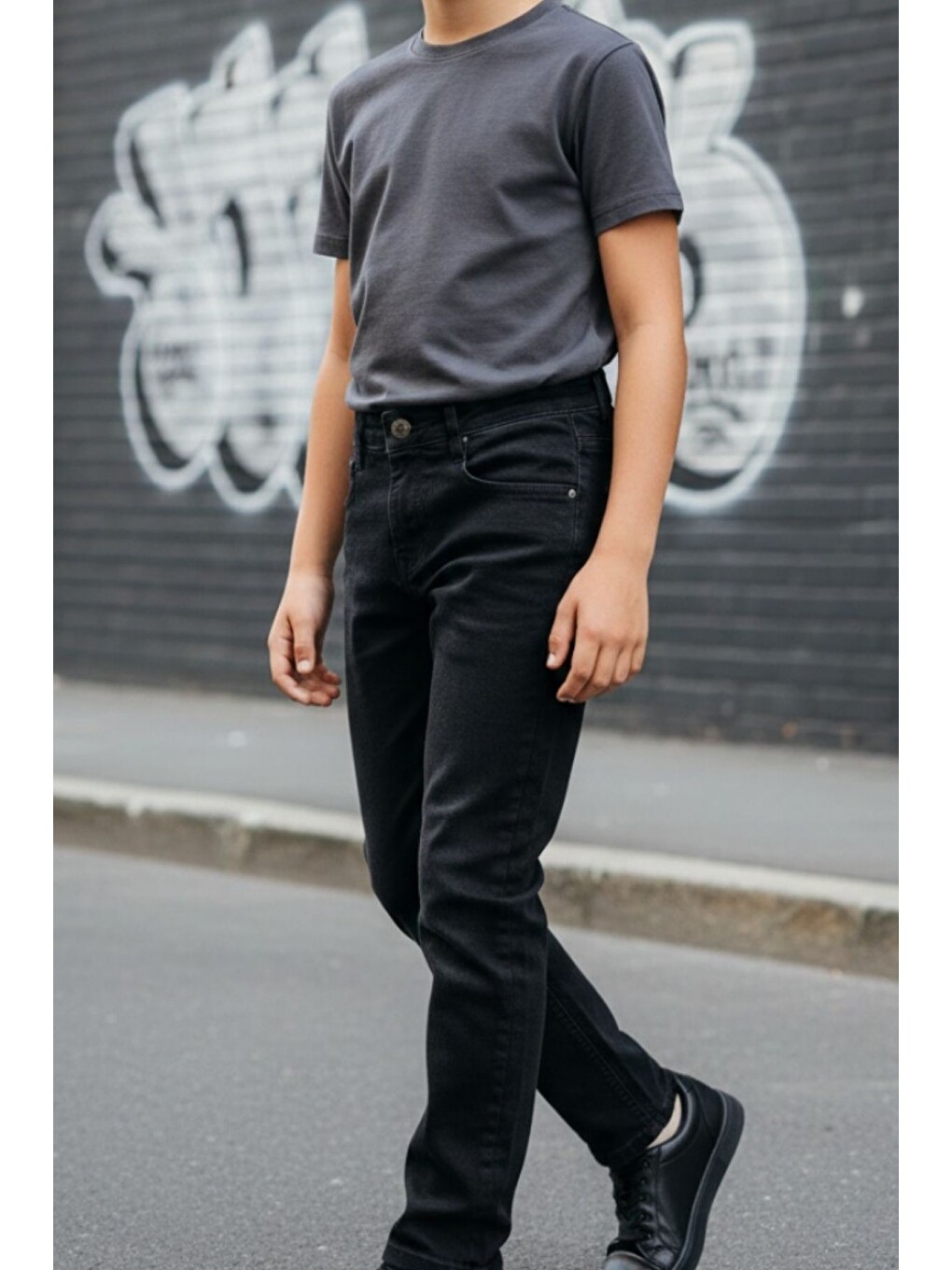 Siyah Erkek Çocuk Elastanlı Jean Pantolon Pnt6012-2
