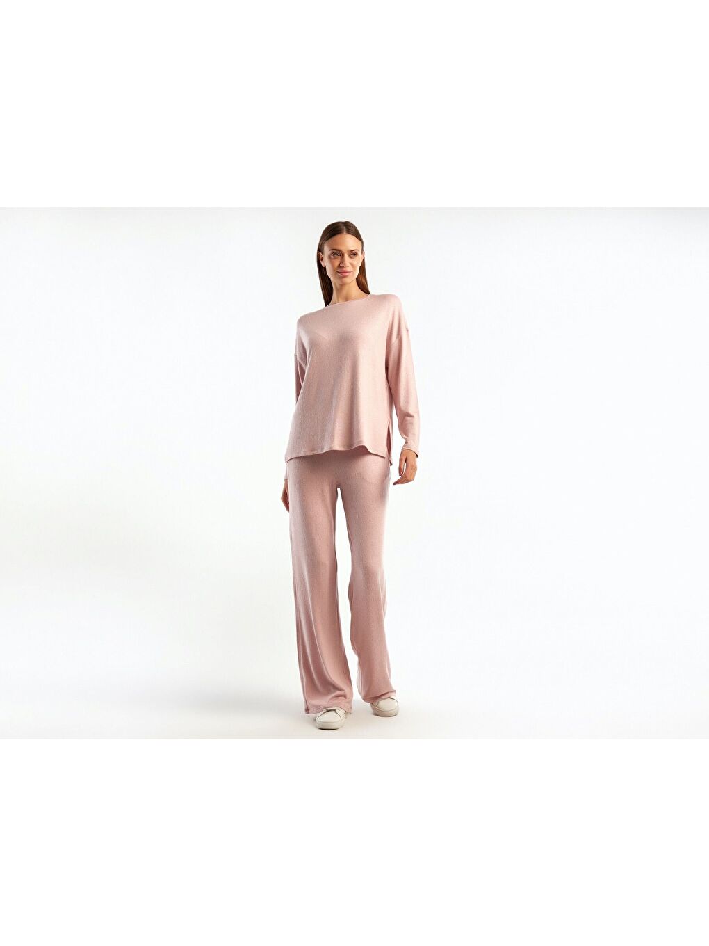 Pembe Kadın Gül Kurusu Uzun Kollu Viskoz Tişört