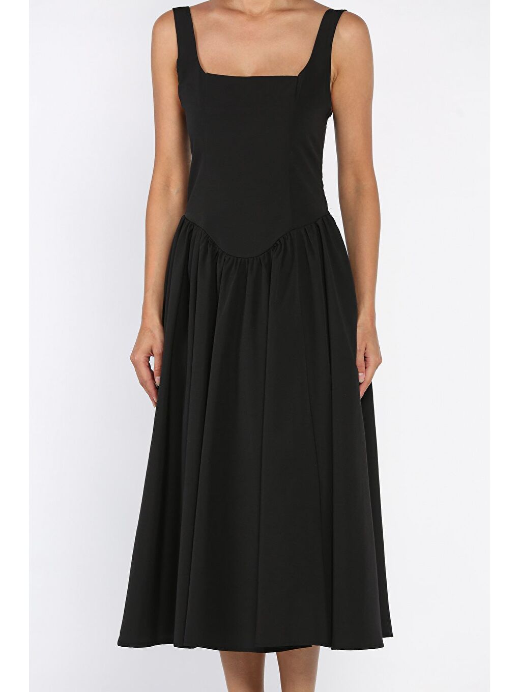 Siyah Kadın Askılı Elbise-3