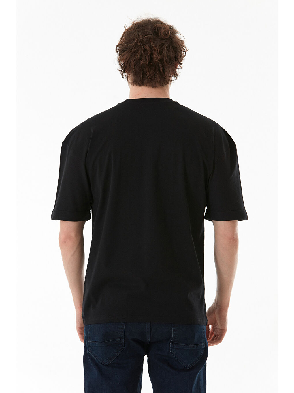 Siyah Sports 7 Baskılı Oversize Tişört-4