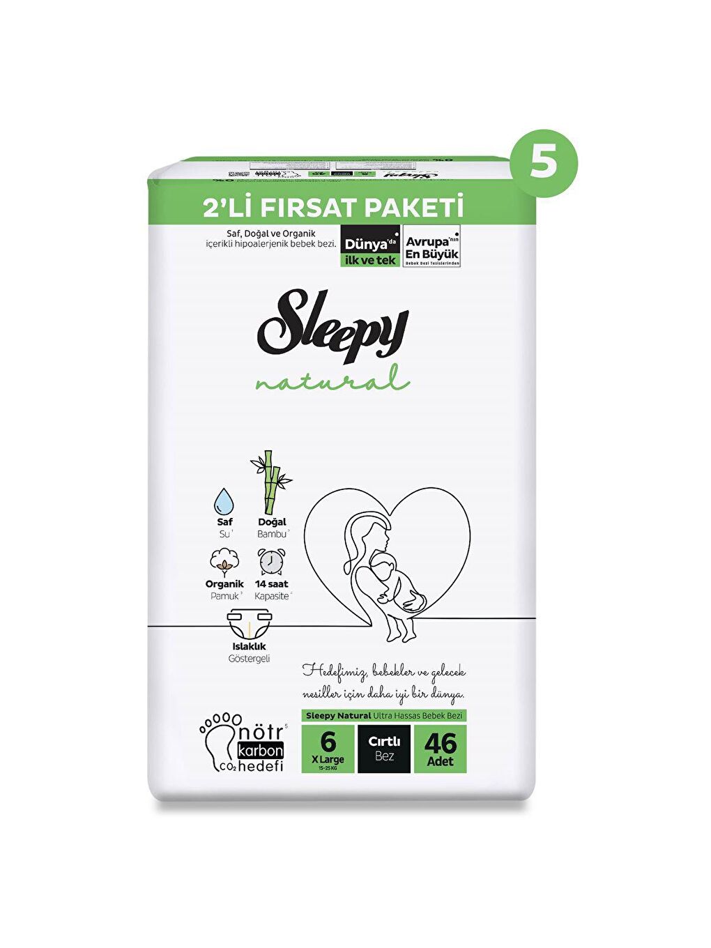 Sleepy Beyaz Natural Ultra Fırsat Paketi Bebek Bezi 6 Numara Xlarge 230 Adet - 1