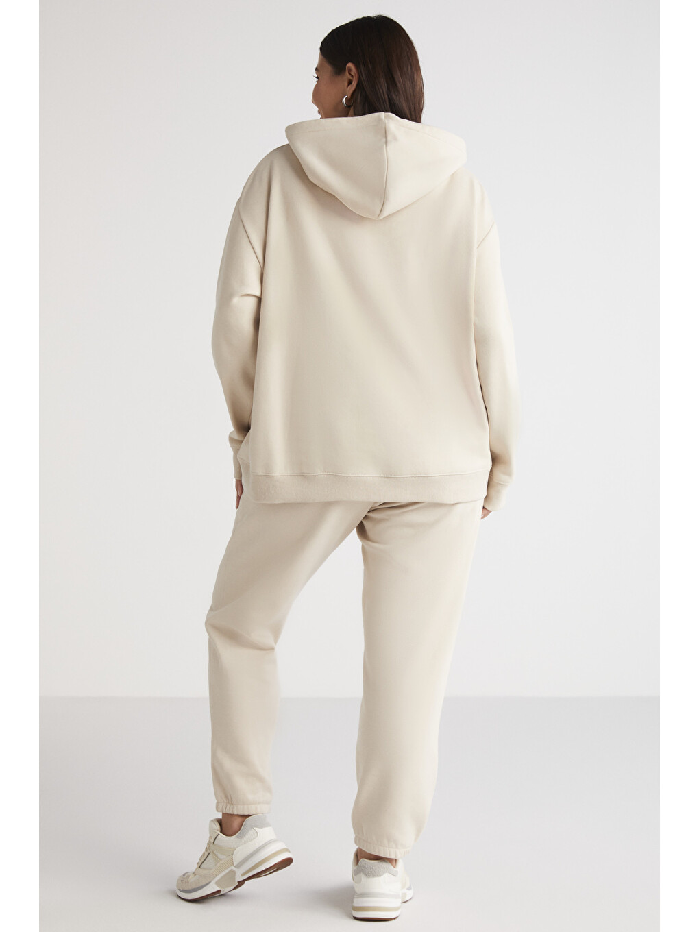 Lenkabb Kadın Içi Polarlı Comfort Fit Beli Ve Paçası Lastikli Bej Eşofman Altı-3