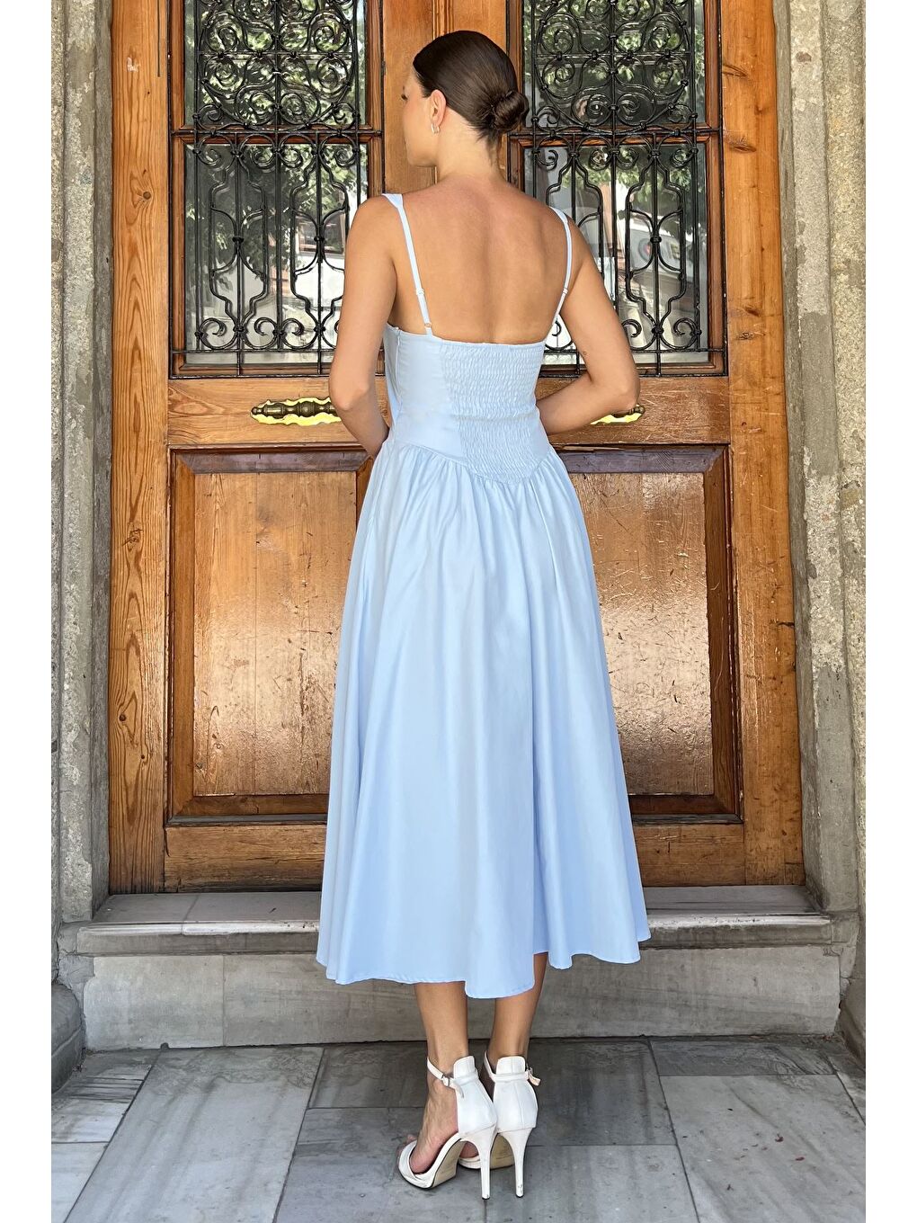 Mavi Kadın Askılı Elbise-2