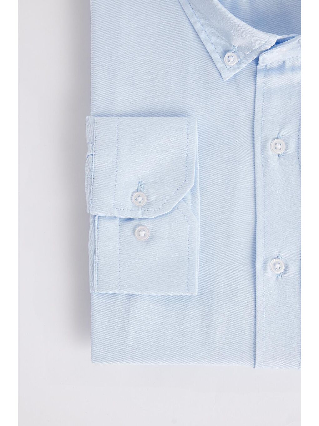 Erkek   Pamuklu Kolay Ütü Mavi Düğmeli Yaka Büyük Beden Gömlek-2