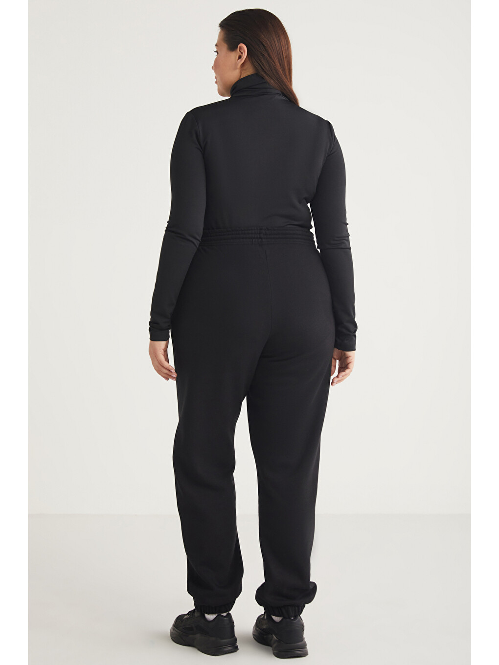 Lenkabb Kadın Içi Polarlı Comfort Fit Beli Ve Paçası Lastikli Siyah Eşofman Altı-4