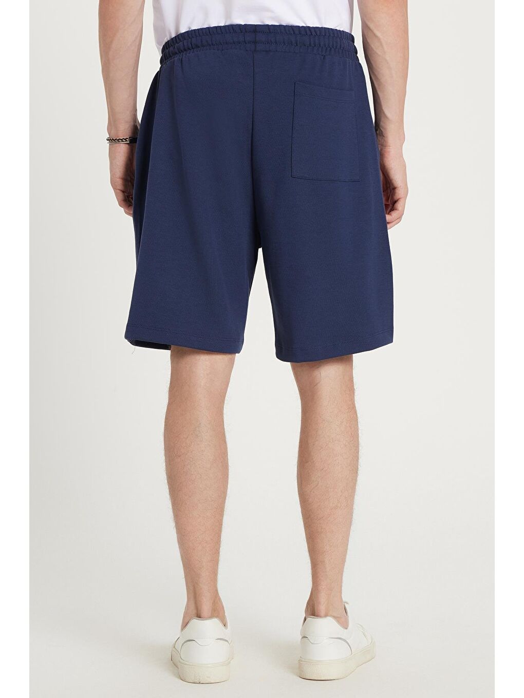 Erkek Relax Fit Rahat Kesim Yandan Cepli Lacivert Bermuda Şort-4