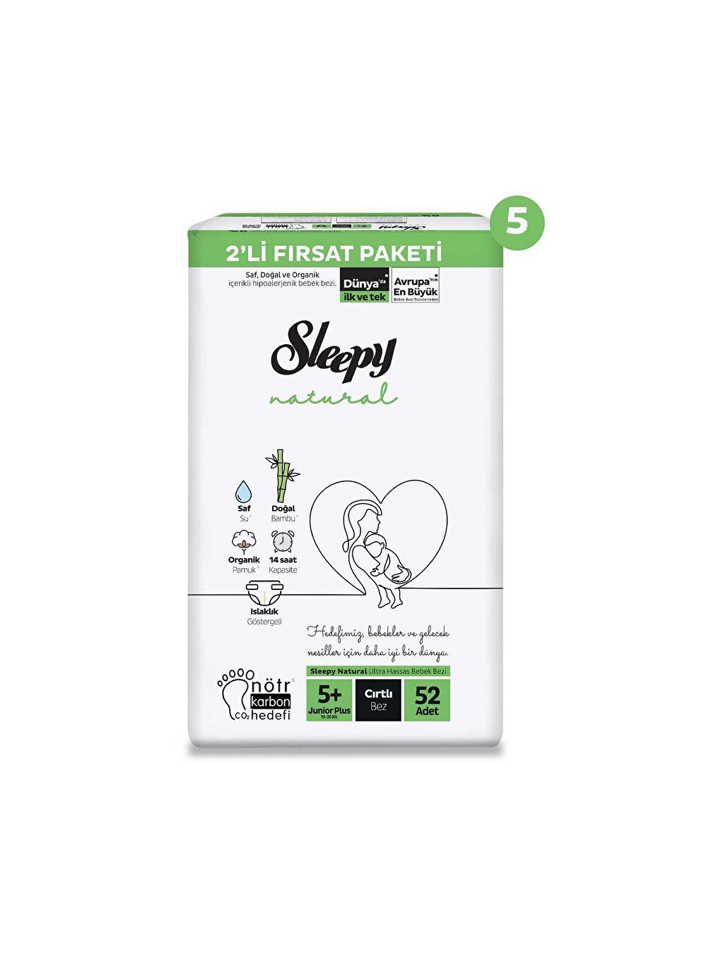 Sleepy Natural Ultra Fırsat Paketi Bebek Bezi 5+ Numara Junior Plus 260 Adet - 1