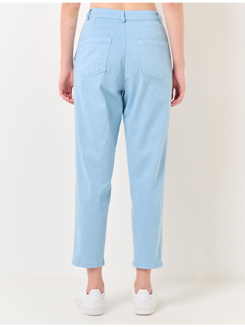 Tozlu Mavi Normal Paça Cepli Gabardin Pantolon-5