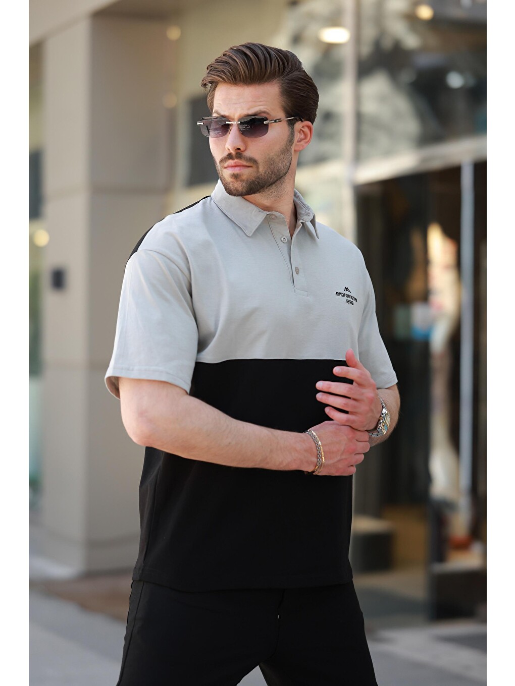 Siyah Polo Yaka Erkek Tişört E7116-1