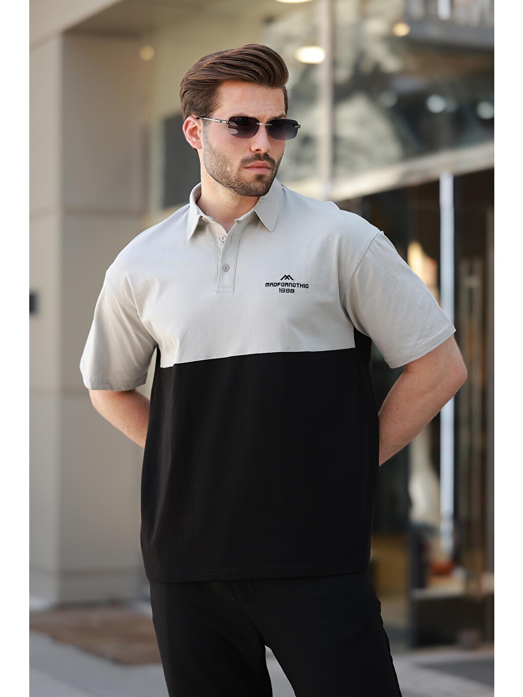 Siyah Polo Yaka Erkek Tişört E7116-2