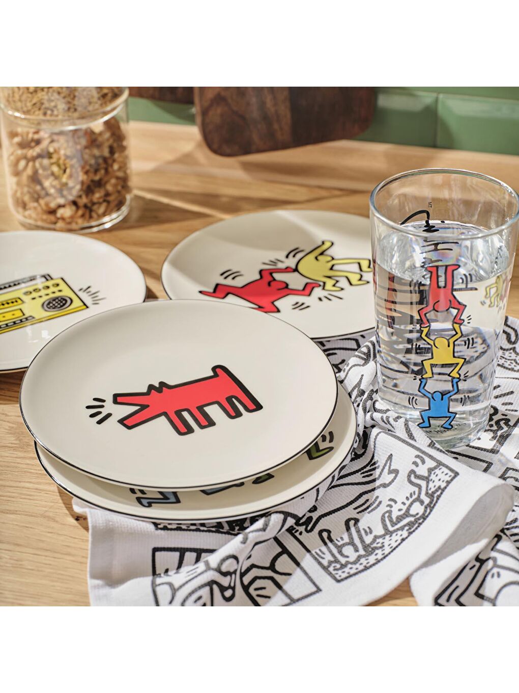 Bella Maison Kırmızı Keith Haring Paw Porselen Pasta Tabağı 4'lü Kırmızı - 1