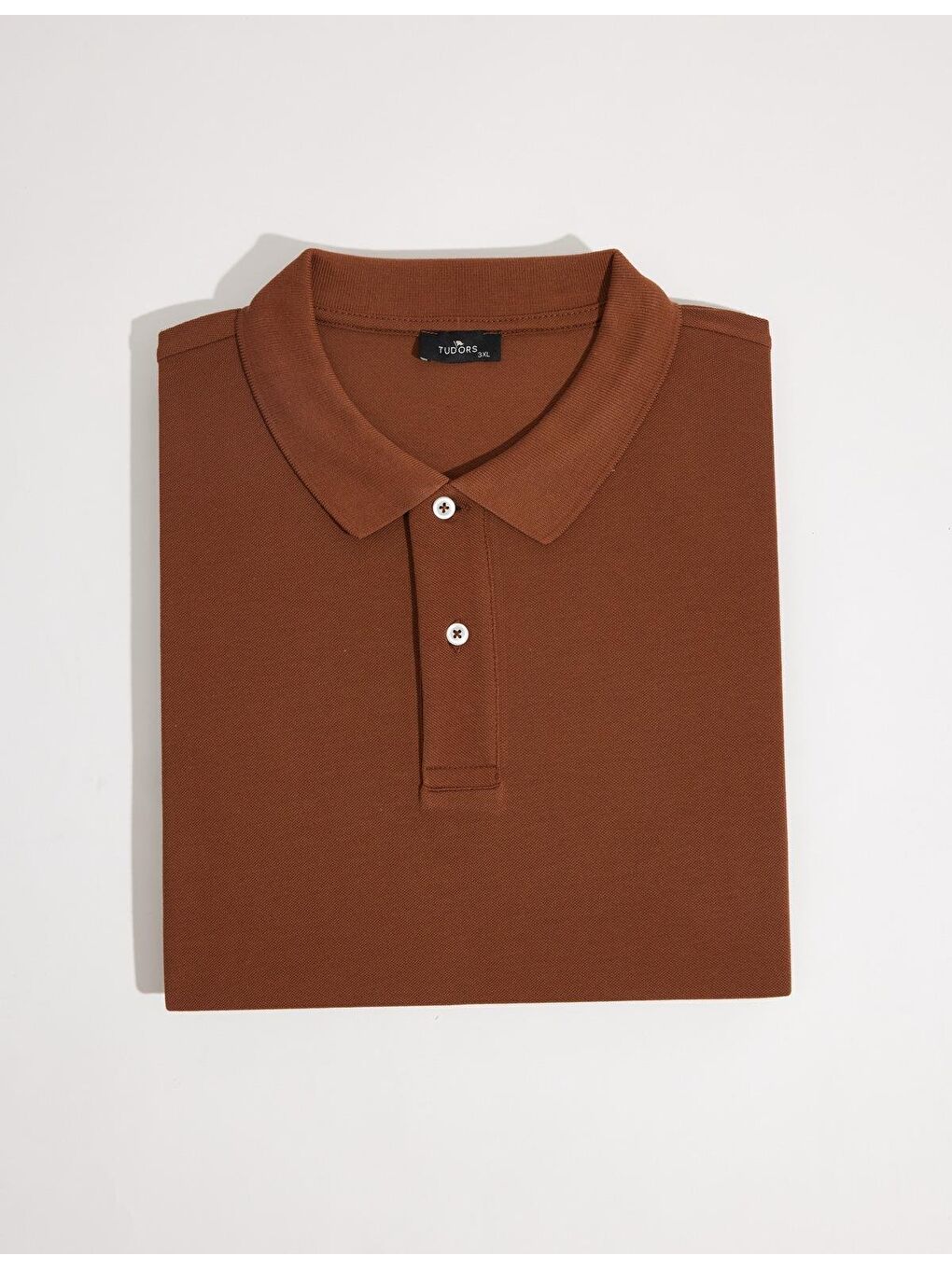 Erkek Big Size Büyük Beden %100 Pamuk Düz Pike Kahverengi Polo Yaka Tişört