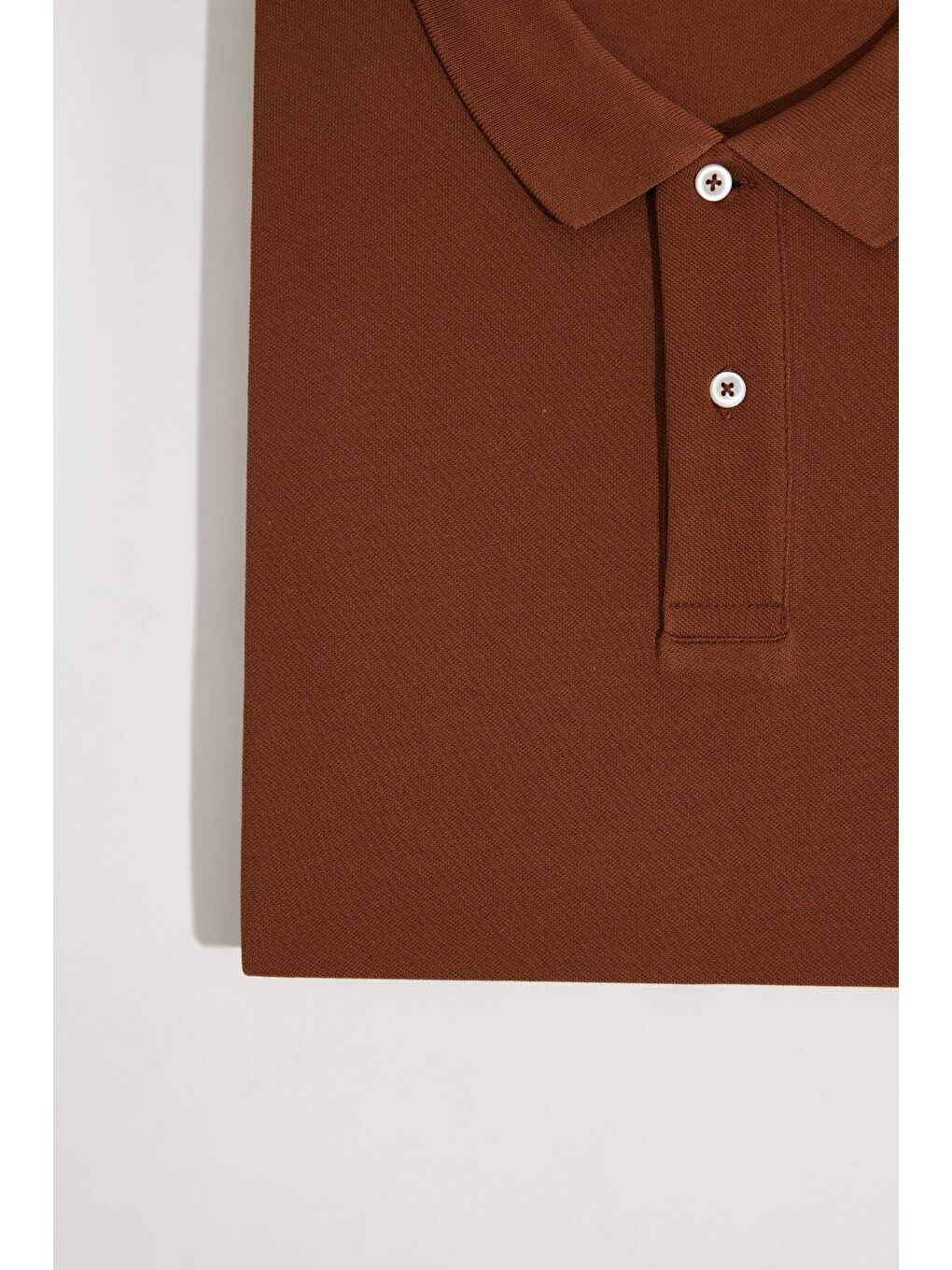 Erkek Big Size Büyük Beden %100 Pamuk Düz Pike Kahverengi Polo Yaka Tişört-1