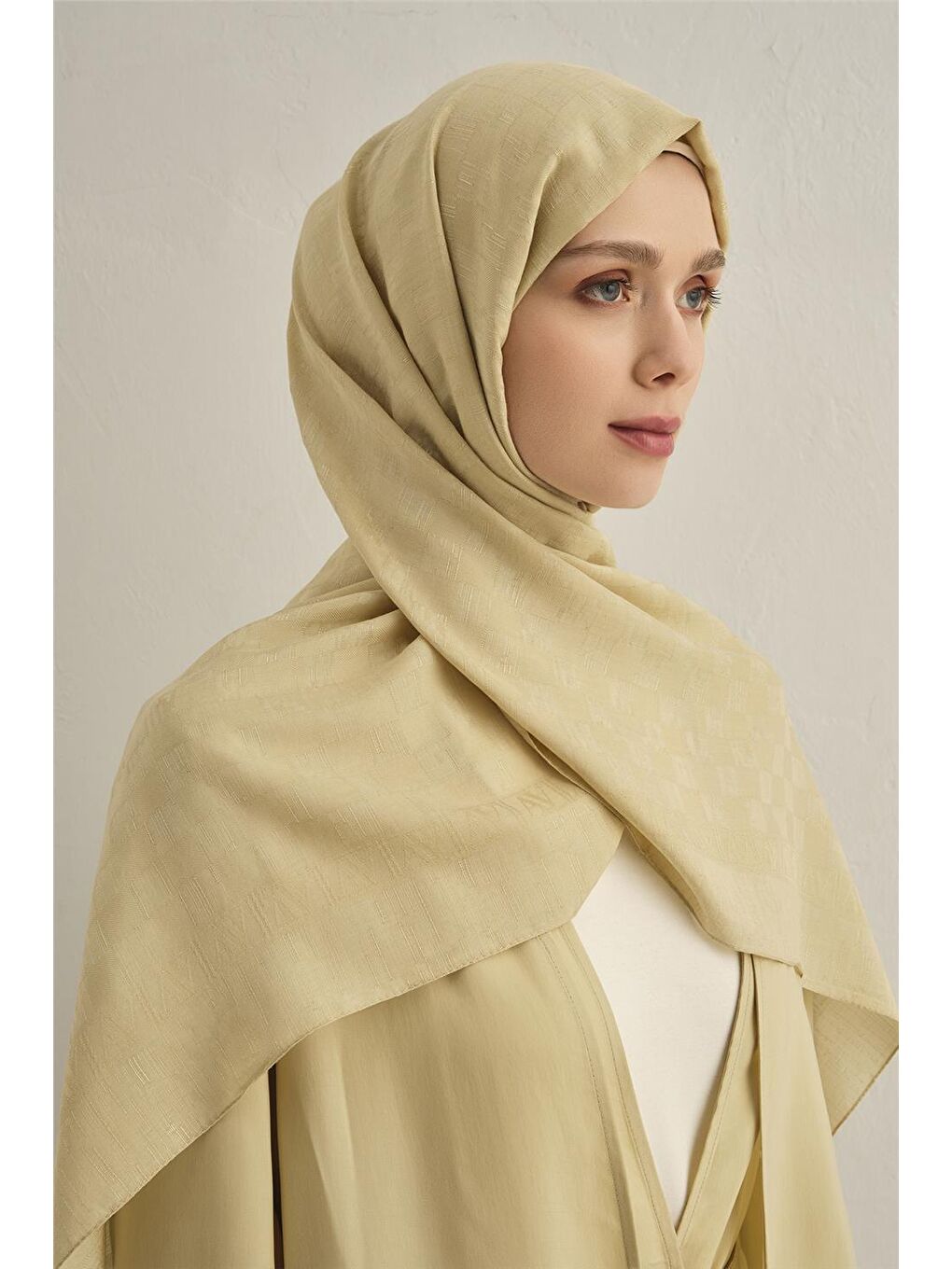 Bej Pamora Dama Çerçeve Şal 2 62-3