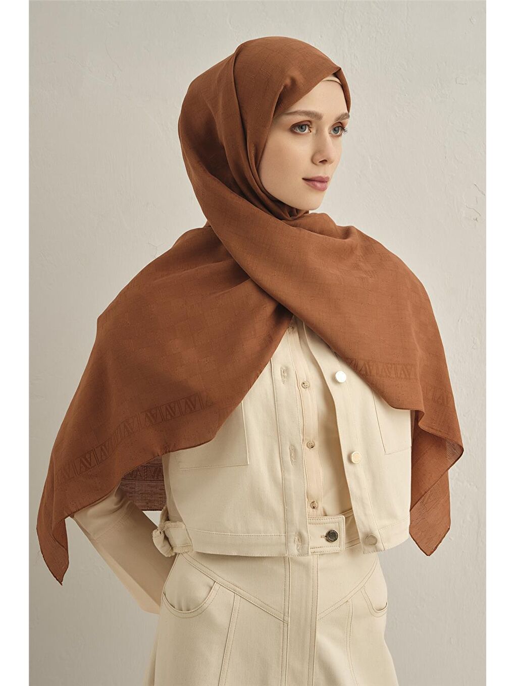 Kahverengi Pamora Dama Çerçeve Şal 2 16-1